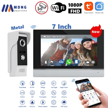 Interphone vidéo intelligent sans fil pour maisons, sonnette, caméra, 2 portes, déverrouillage, entrée de porte, système téléphonique pour la maison, Tuya, 7 pouces, 1080P