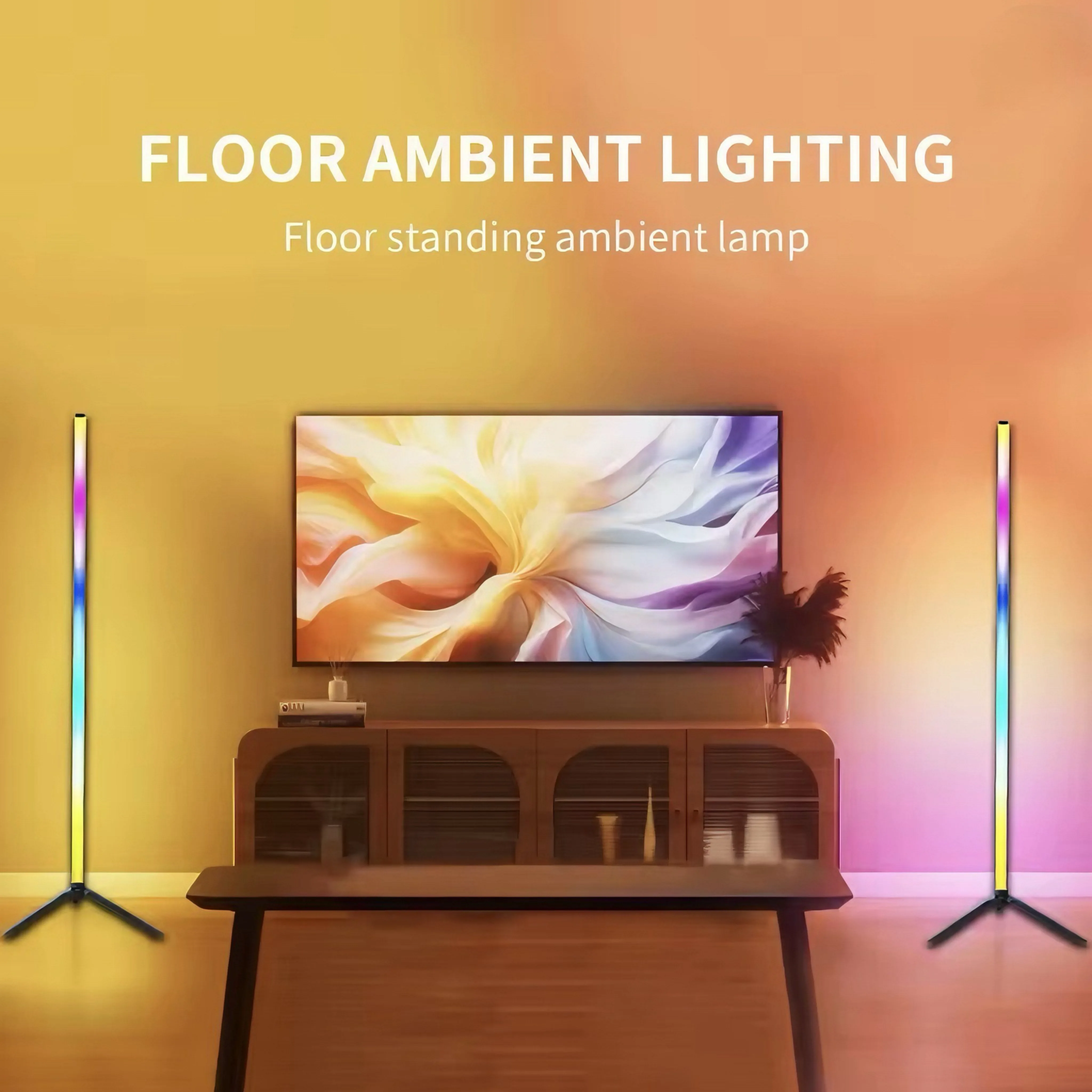 

RGB LED Floor Corner Lamp Room Decor Color Changing Atmosphere Standing Night Light For Gaming Living Bedroom