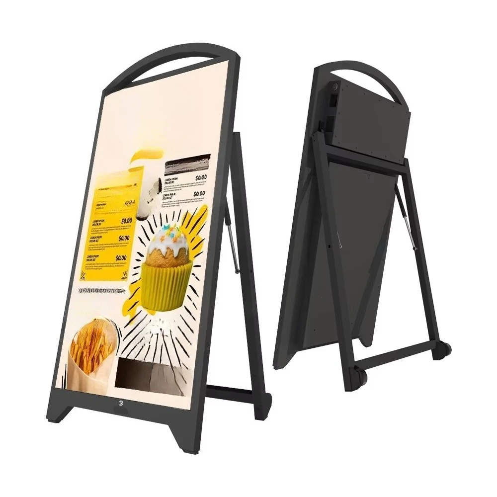 55 Inch Outdoor Movable P2.5 Full Color 1080P  Waterproof IP65 Advertising Player LED Battery Powered Digital Poster Screen