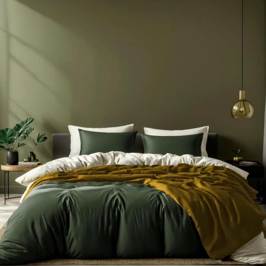 

Luxury Soft Dark Green Microfiber Duvet Cover Set for Queen Size with Zipper Closure Includes 2 Pillow Shams Perfect for Modern