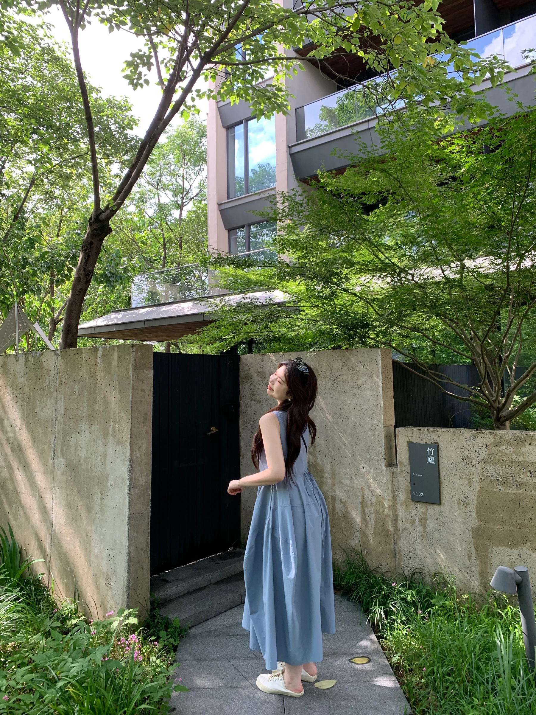 

Синяя длинная хлопковая юбка большого размера с художественным туманом, летняя женская юбка больших размеров Dr