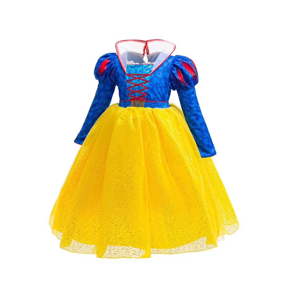 Snow White Cosplay Dress For Girls New Live Action Movie Role Playing Costume Kids Long Sleeves Print Halloween Princess Outfits
