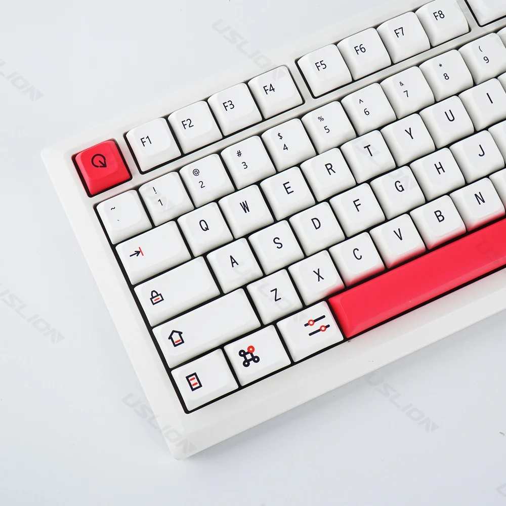 USLION 126 Keys XDA Profile PBT Keycaps Pink White Personalized English Japanese Russian Key Caps for Gaming Mechanical Keyboard