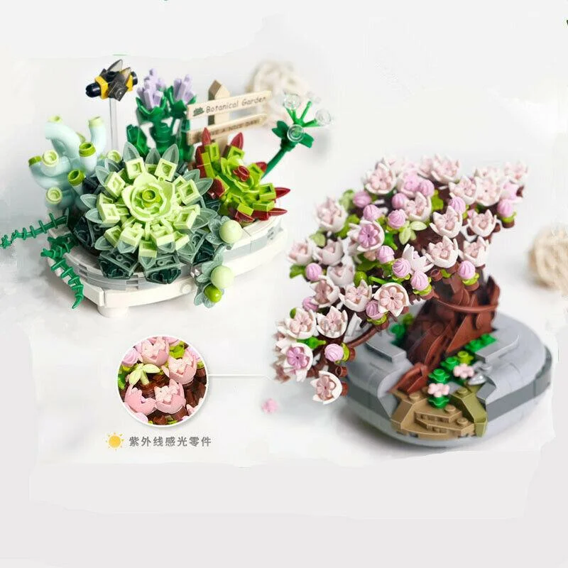 LOZ Blocks Eternal Flower Building Bricks Beautiful Sakura Succulent Plant Rose Toys for Children Girls Gifts Kids Present 1660