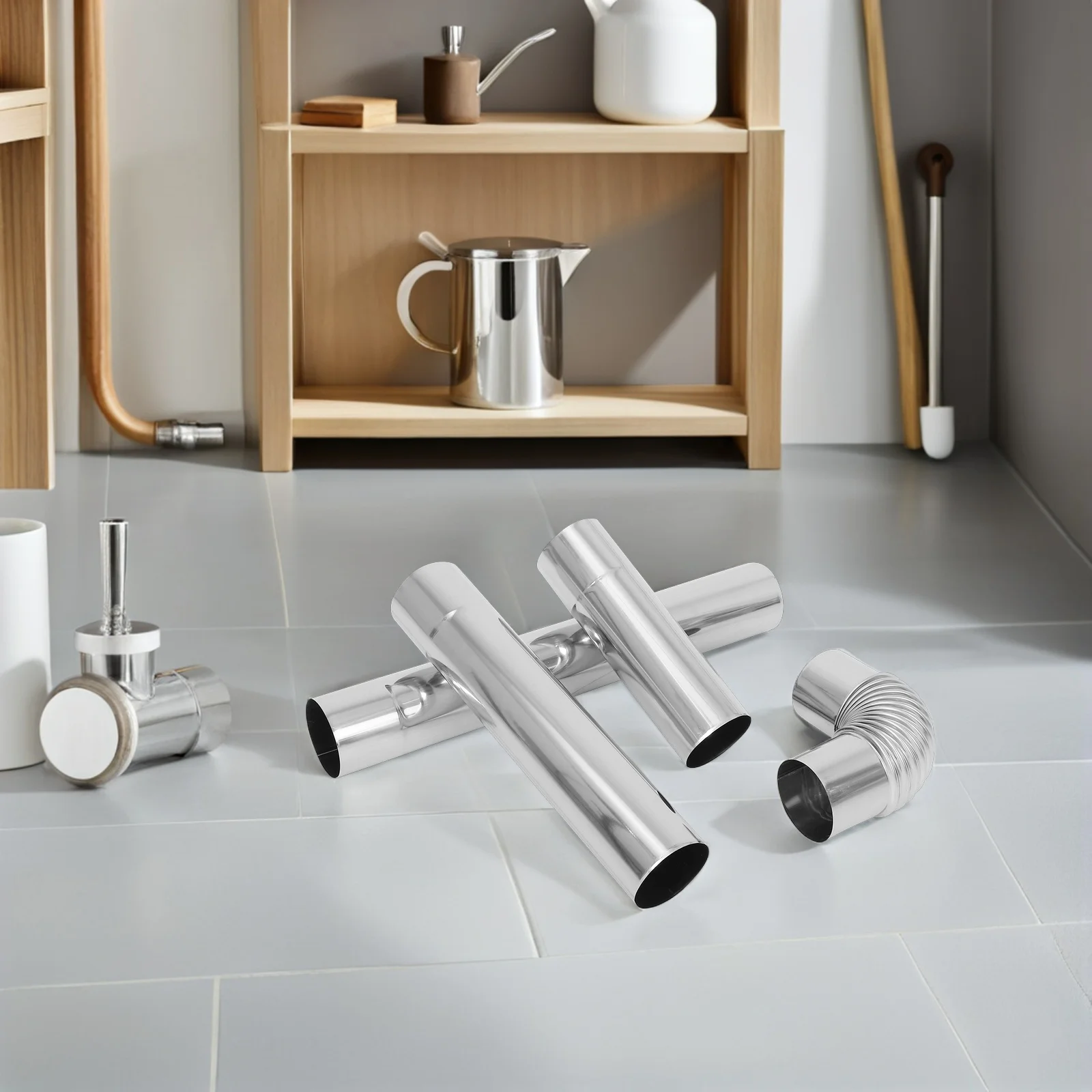 

4pcs Stainless Steel Chimney Pipe Round Flue Tubes Elbow Extension For Wood Stove Fireplace Evacuation Duct Ventilation