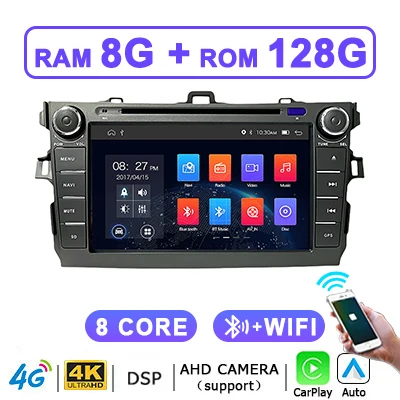 Android 15 draadloze Carplay Android Auto autoradio voor Toyota Auris Corolla 2006-2012 2din autoradio stereo multimediaspeler BT