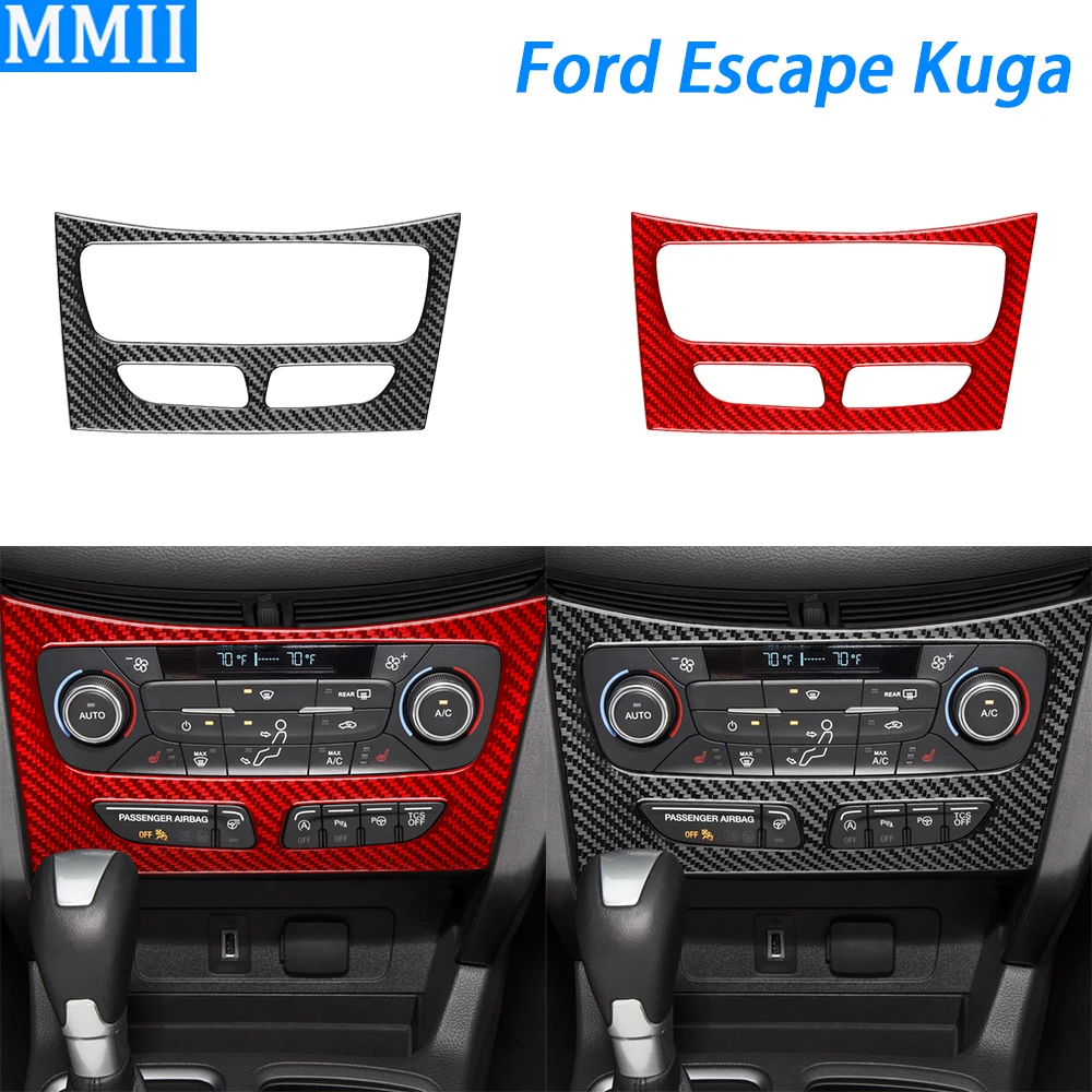 

For Ford Escape Kuga 2016-2018 Carbon Fiber Center Console AC CD Panel Cover Trim Car Interior Decoration Accessories Sticker