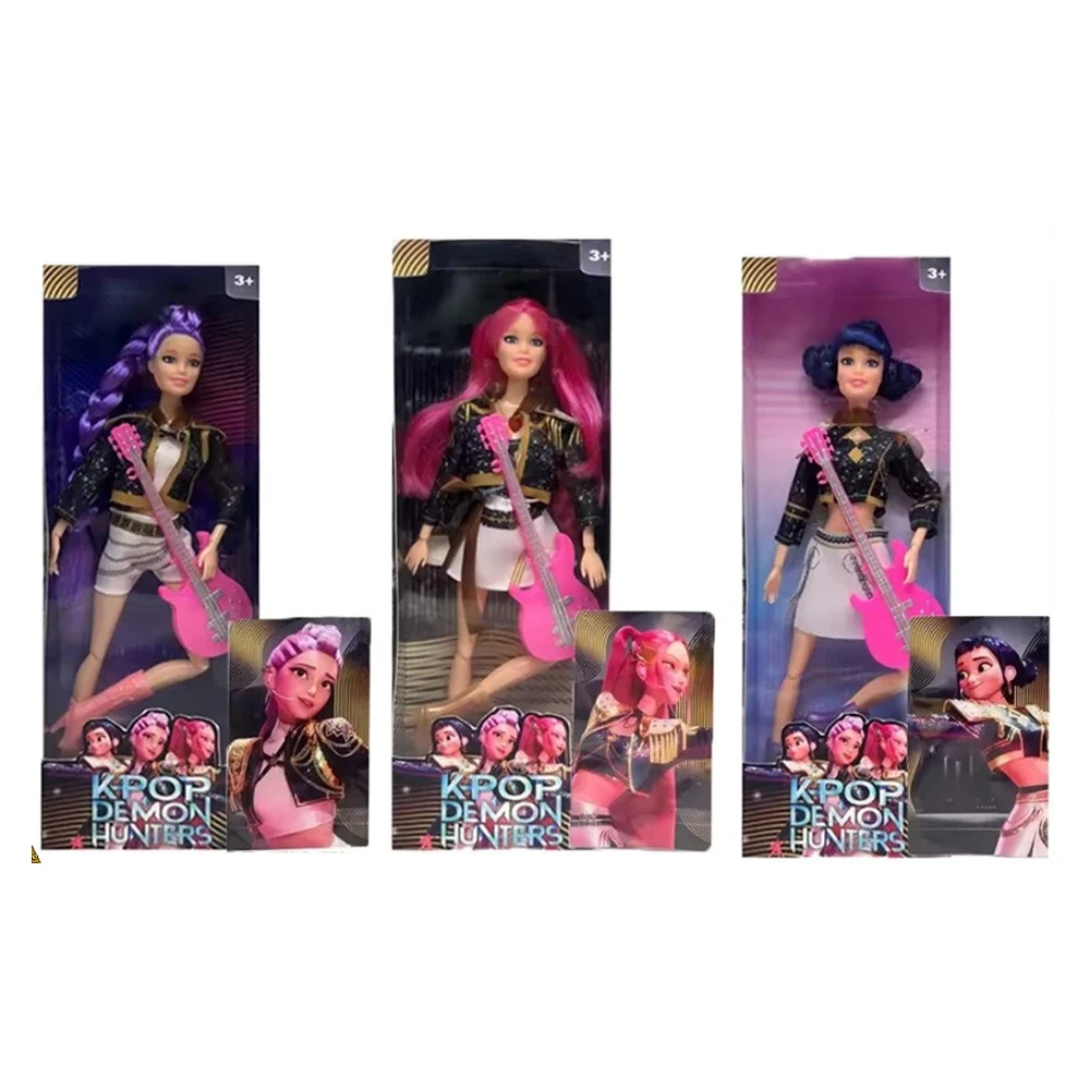 🎉 إصدار جديد! 🥳   مجموعة مجسمات Kpop Demon Hunters مكونة من 4 أنماط + "أضواء ملونة" - هدية عيد ميلاد لطيفة للأطفال والمعجبين