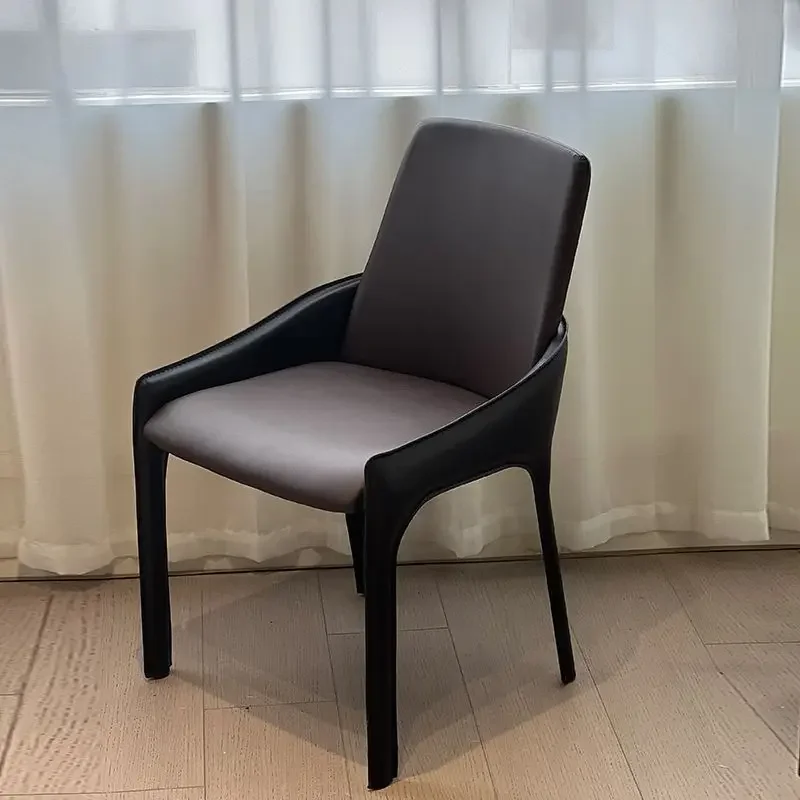 Italian Saddle Leather Dining Chair Nordic Desk Chair Designer Minimalist Armrest Makeup Chair Hotel Home Restaurant