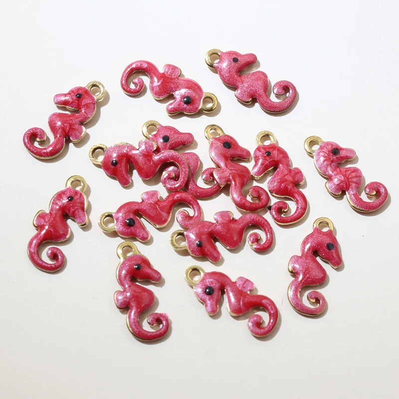 20pcs 11x5mm Hippocampus Seahorse Enamel Charms Pendant Stainless Steel DIY Jewelry Making Accessories for Necklace Earrings view 6