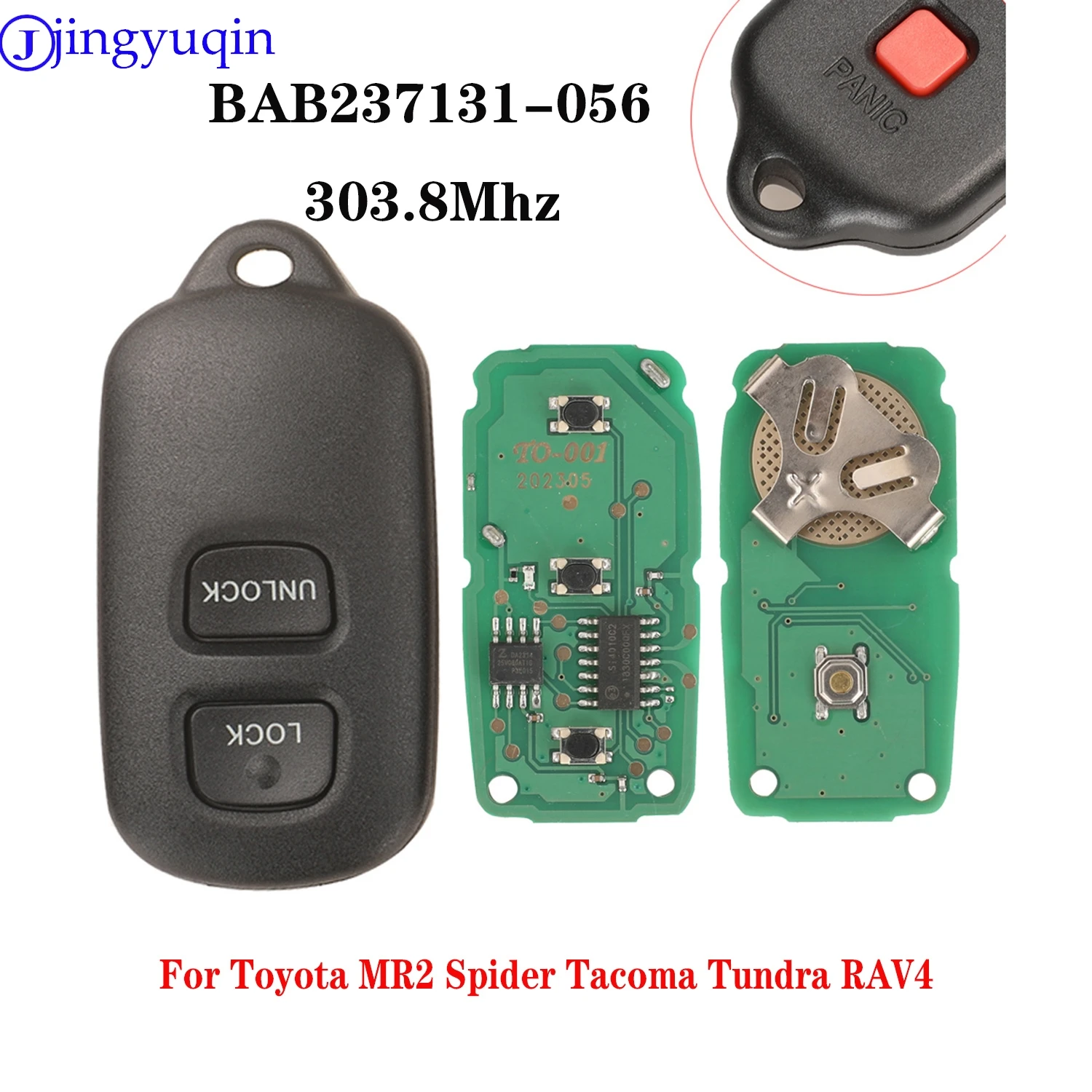 jingyuqin Zdalny pilot samochodowy BAB 237131 -056 303,8 MHz dla Toyota MR2 spider 2002 2003 Tacoma 2002-2004 Tundra 2002-2004 RAV4 2003