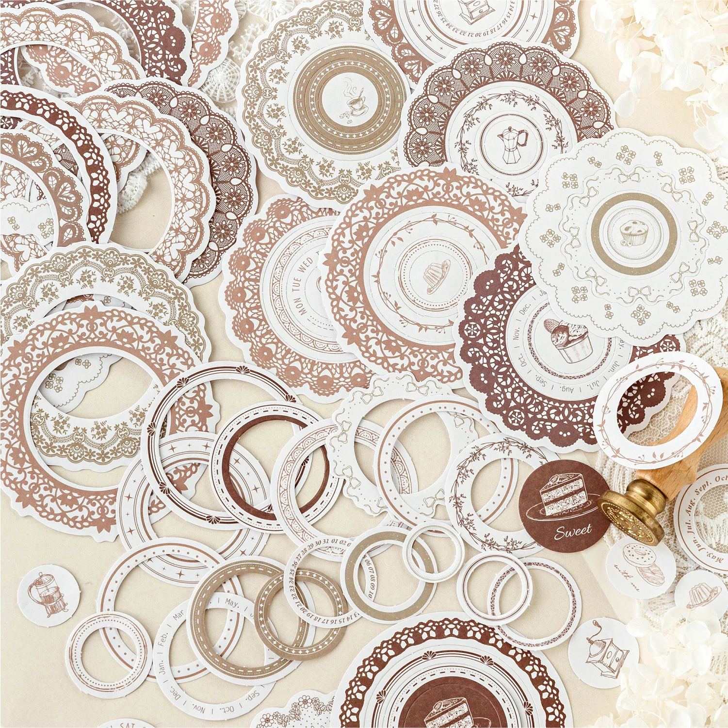 TIANZI 20 قطعة إطار الدانتيل ملصق حزمة مذكرات يدوية الصنع الكولاج الزخرفية سجل القصاصات المواد مجلة لوازم مكتبية الإبداعية #3