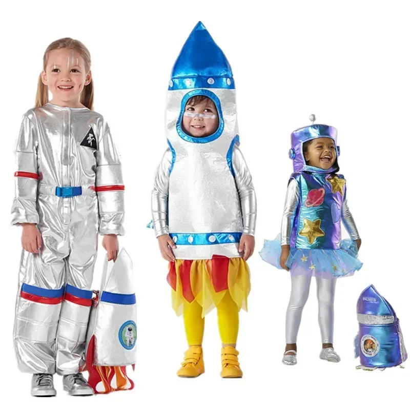 SN66 Dziecko Dziewczynki Astronauta Spaceman Kombinezon Fancy Dress Up Chłopcy Dzieci Robot Kostium Maluch 3D Rocket Halloween Kostium 20242@w$