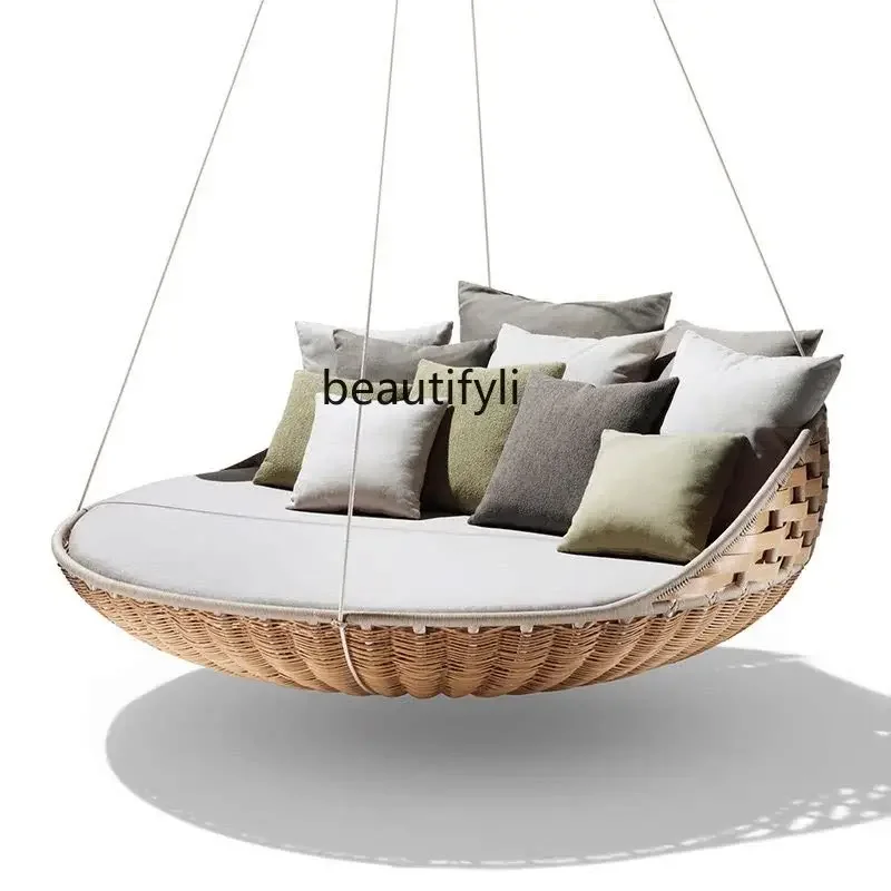 

F Hanging Basket Rattan Chair Indoor Swing Cradle Chair Balcony Leisure Home Lazy Hammock Outdoor Courtyard