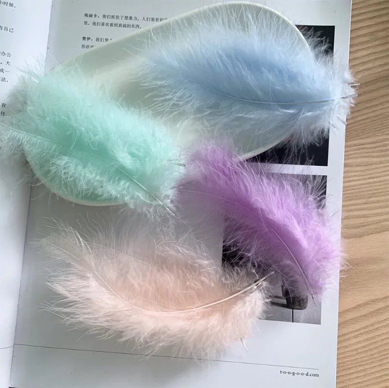 

100 шт. пушистые пастельные перья индейки марабу 10-17 см разных цветов для поделок своими руками, свадебных украшений и домашнего декора
