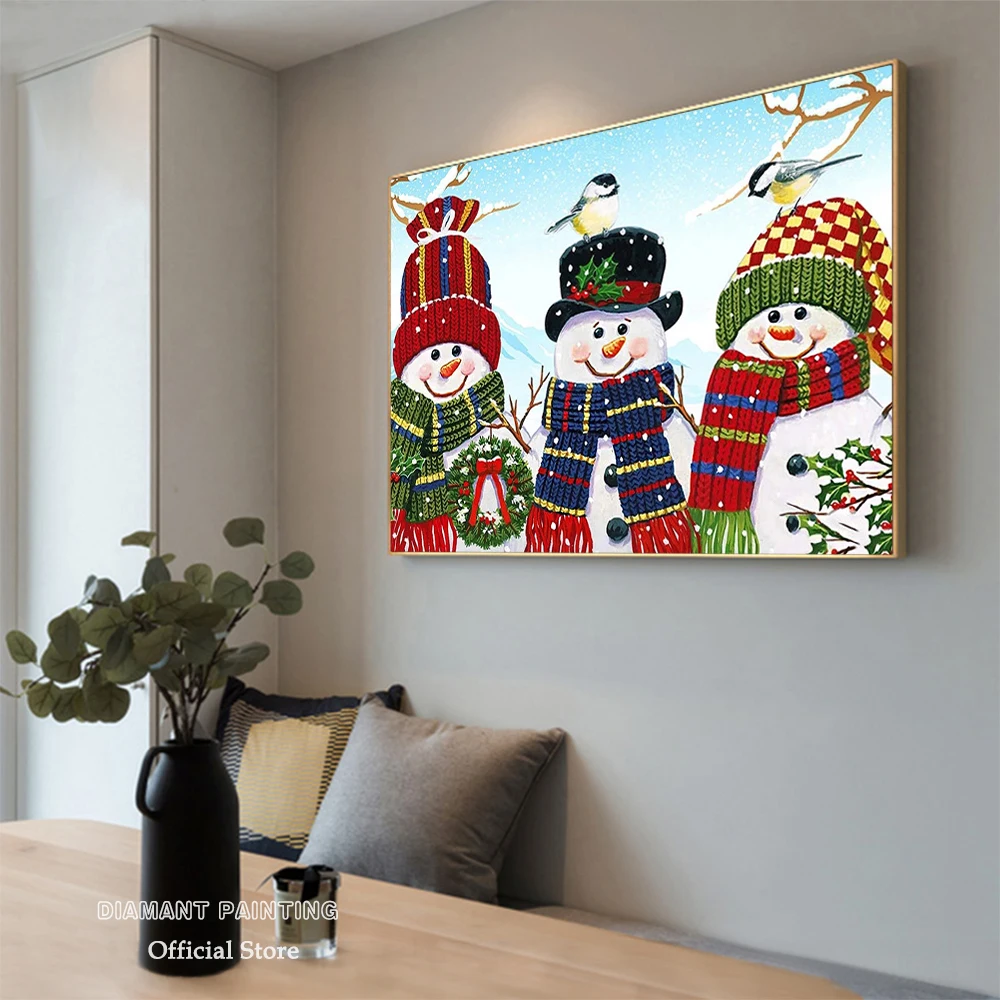 เต็มรูปแบบ Dill DIY เพชรภาพวาดคริสต์มาส Snowman Handmade ของขวัญ 5D เย็บปักถักร้อยเพชรฤดูหนาวชุดตกแต่งบ้าน Art ของขวัญ