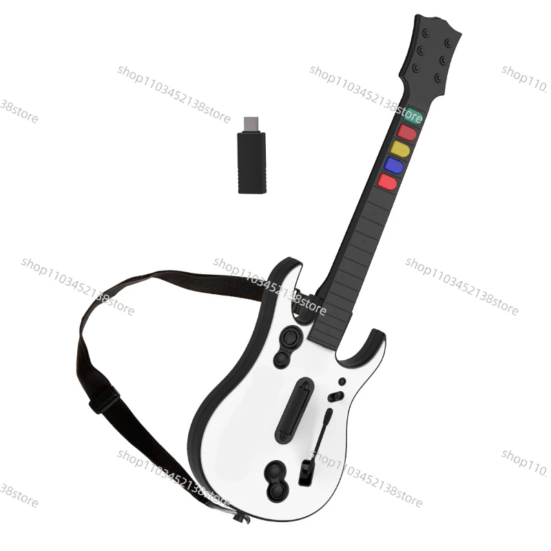 Gitar Kahraman Oyunu Kablosuz Oyun Denetleyicisi Gitar Kahraman Rock grubu 2.4 G Uzaktan Gitar Kolu Konsol Gamepad PC PS3 PC Için 5Key