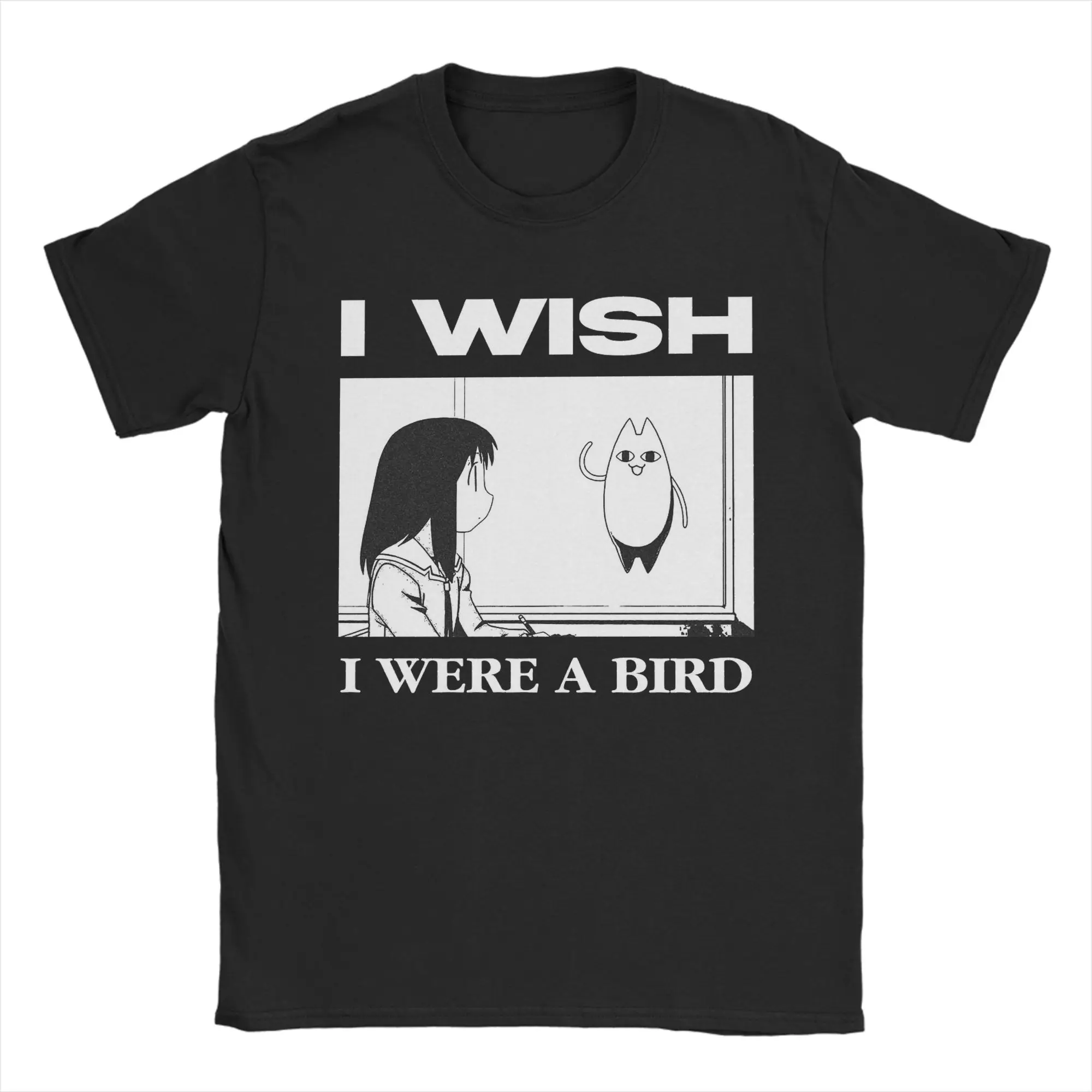 Herren-T-Shirt „Ich wünschte, ich wäre ein Vogel“ Osaka Azumanga Daioh, reine Baumwolle, kurzärmelig, Rundhalsausschnitt, Übergröße – Detail 2