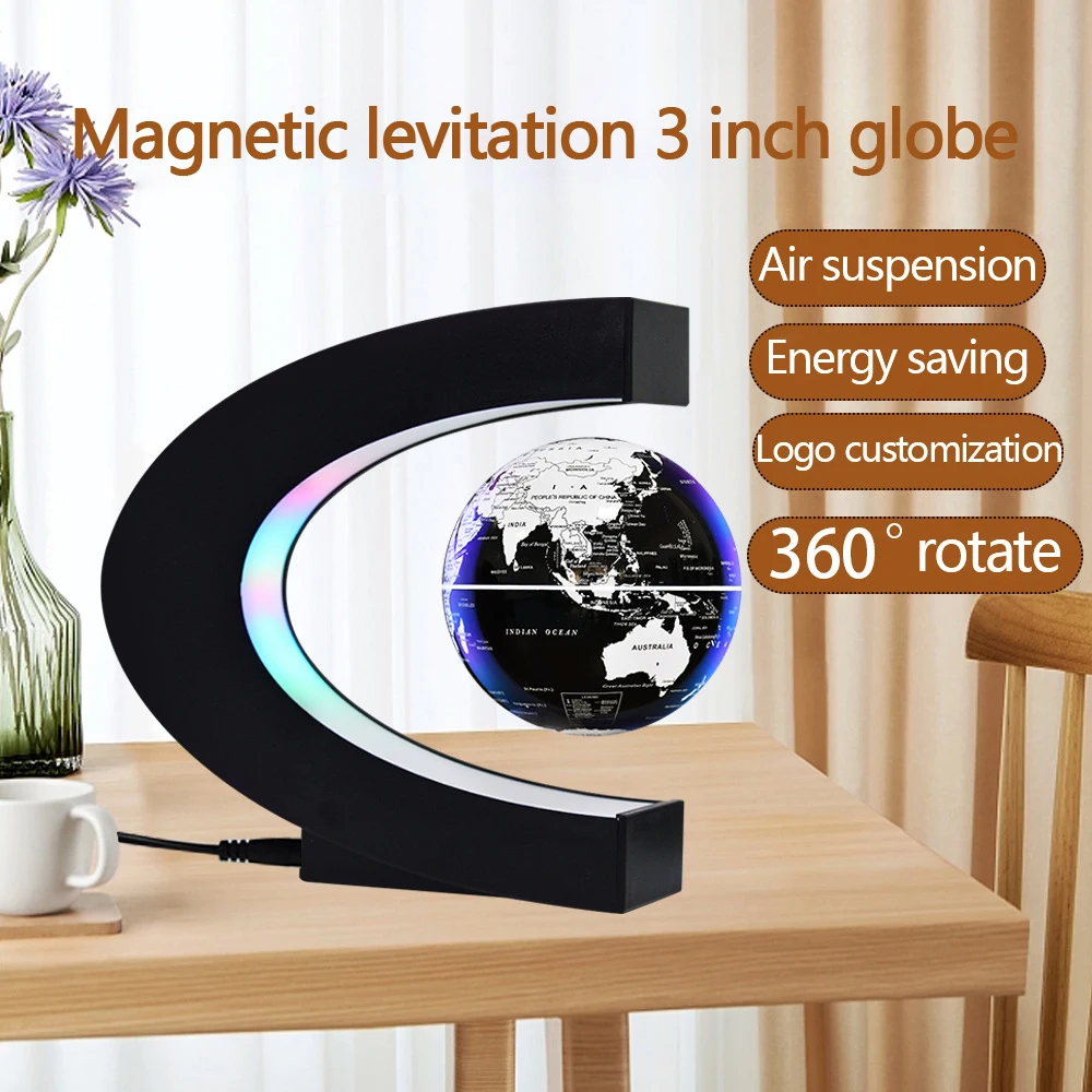 Magnetic levitation globe C shape 3 inch novel creative gifts Home decor birthday gift Quiet low power consumption wholesale