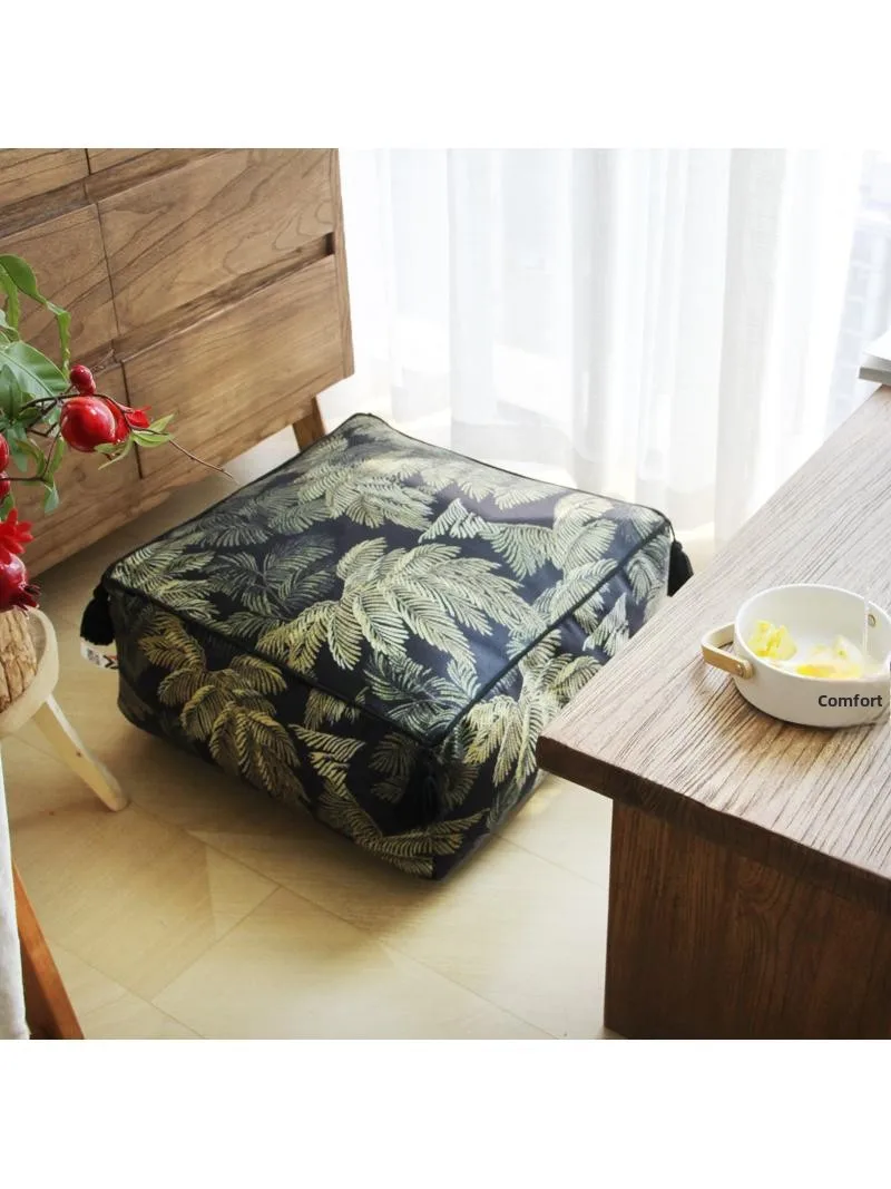 Trendy Chinese Style Low Stool Pad Detachable Washable Bean Bag Particle Foam Cushion Lazy  Mat Removable Cover Home Decor - view 3
