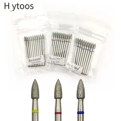 HYTOOS 10pcs/pack Cone Diamond Cuticle Bit 3*6mm Nail Drill Bits Manicure Drills Nails Accessories Tools