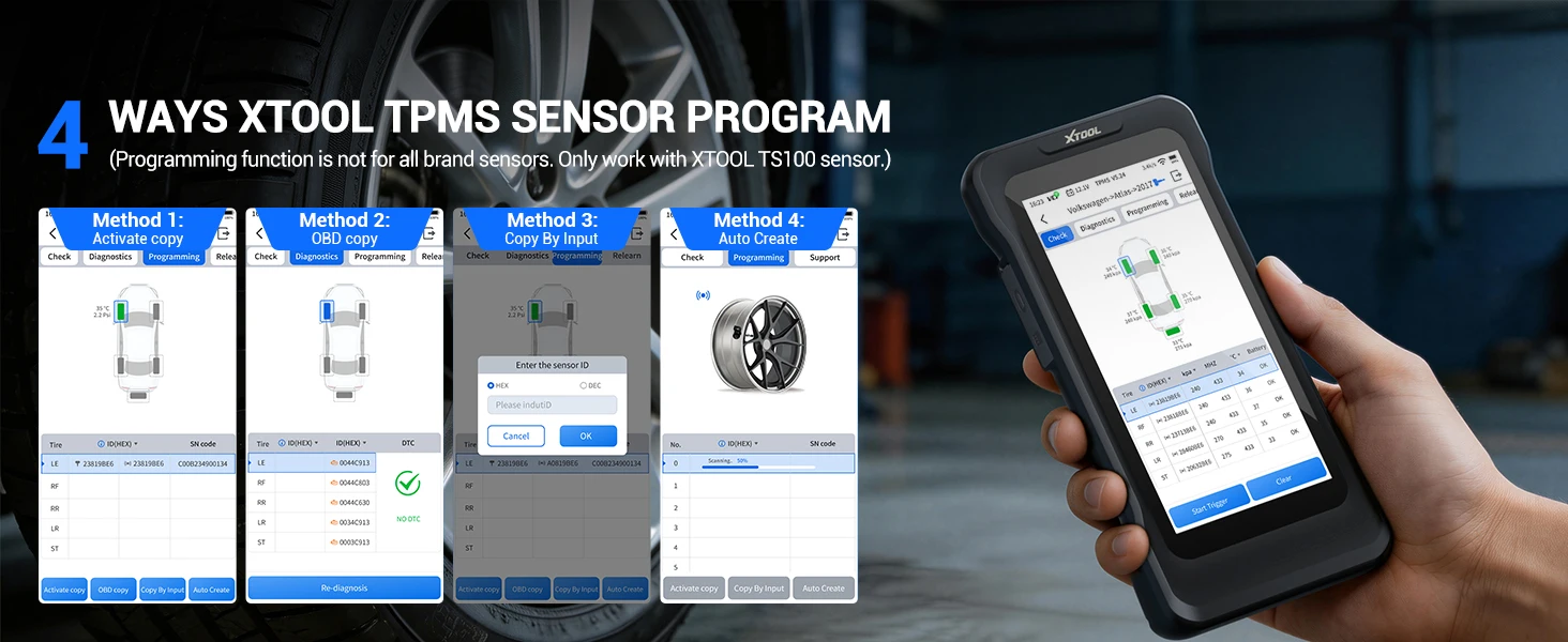 XTOOL XTireProbe TP380 TPMS Auto-Diagnosegerät 5-System-Diagnose 13+ Resets Reifendruckkontrollsystem-Reset-Tool Kostenlose Updates – Detail 4