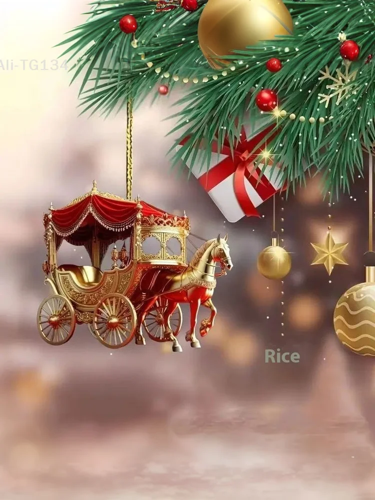 النقل عيد الميلاد زخرفة الحصان مع مزلقة النقل 2D الاكريليك شجرة عيد الميلاد زخرفة لفصل الشتاء ديكور المنزل سيارة TableSHIDWJ