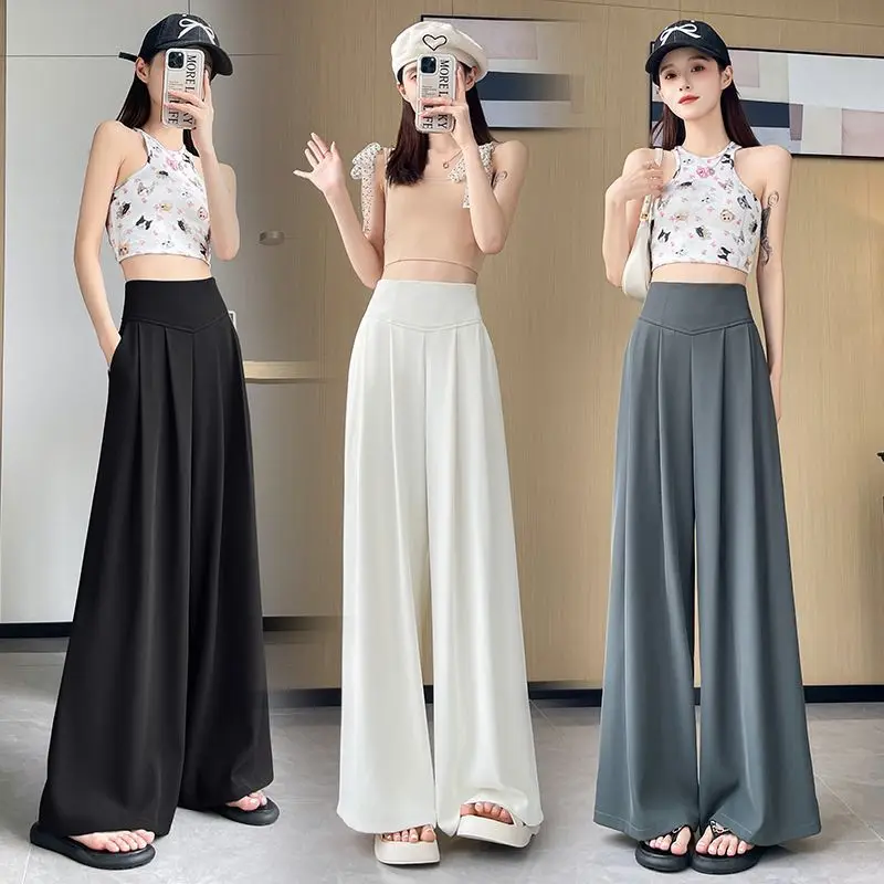 High Waist Suit Wide Leg Pants Drape Casual Floor Length Abdomen Inming Sensation Spring Summer New Arrival Women's Fashion