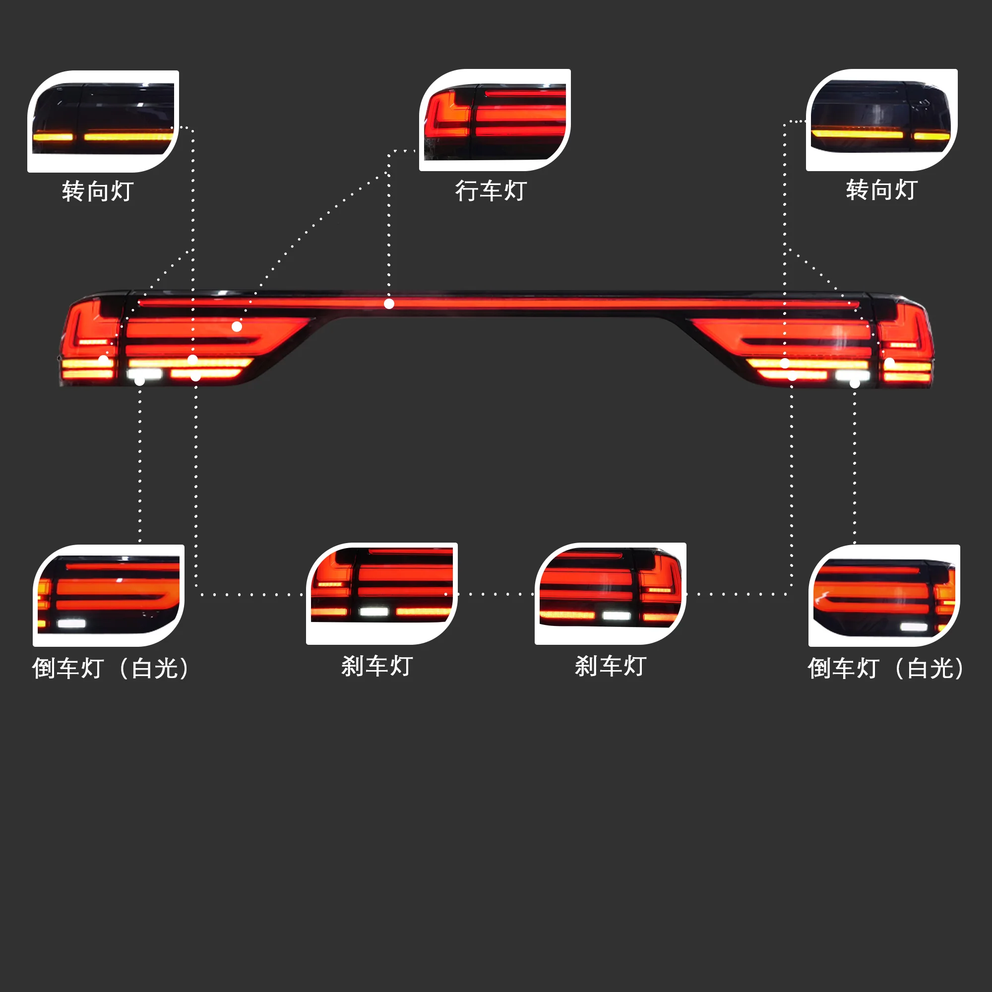 

Led Rear Lights For LC300 For Toyota Land Cruiser 300 2022-2024 Trunk Lamp Taillights Dynamic Red Spoiler Bumper Accessories