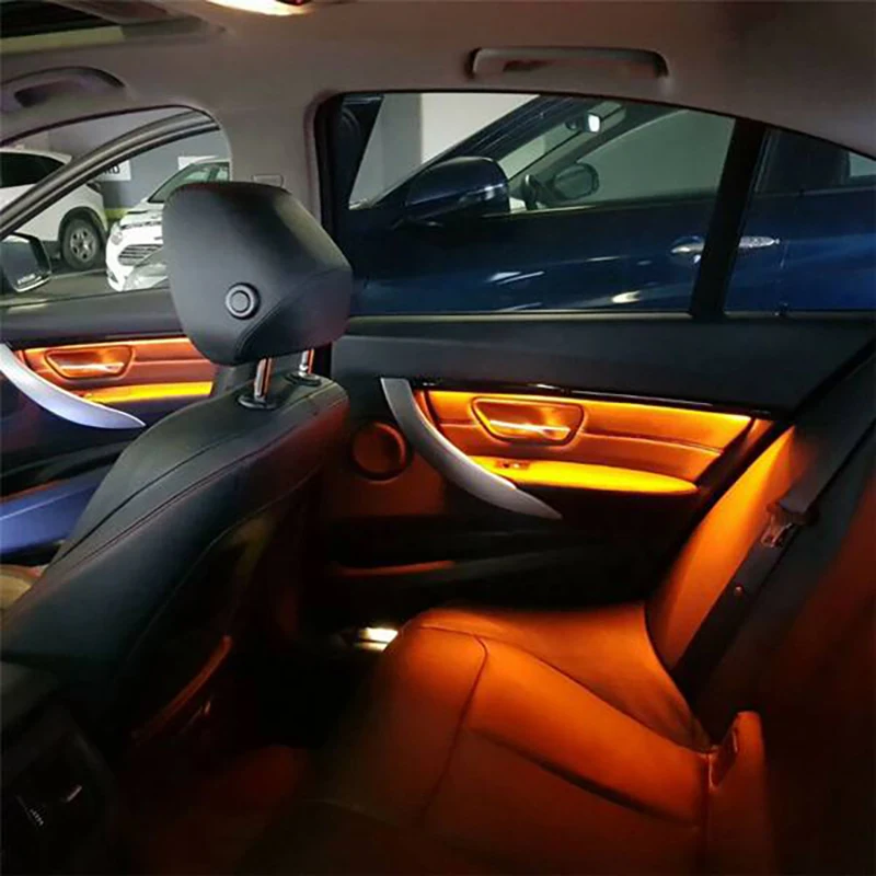 Interior Doors Panel LED Decorative Trims Lamp with Blue and Orange Colors Atmosphere Lights for-BMW 3 Series F30 12-18