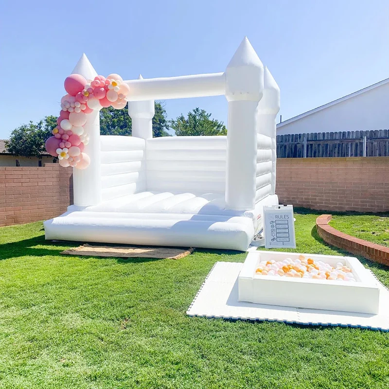 4M PVC Weiß Hüpfburg Mit Gebläse Aufblasbare Türsteher Kinder Indoor Outdoor Springen Spielhaus kommerzielle Party Miet Ausrüstung