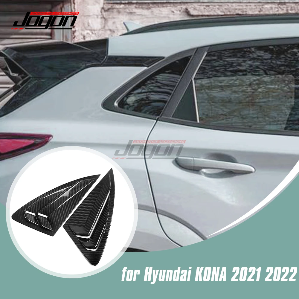 Carbon Car Exterior Rear Window Triangle Shutter Deflector Sticker Cover Trim For Hyundai Kona N Kona N Line 2021 2022 2023