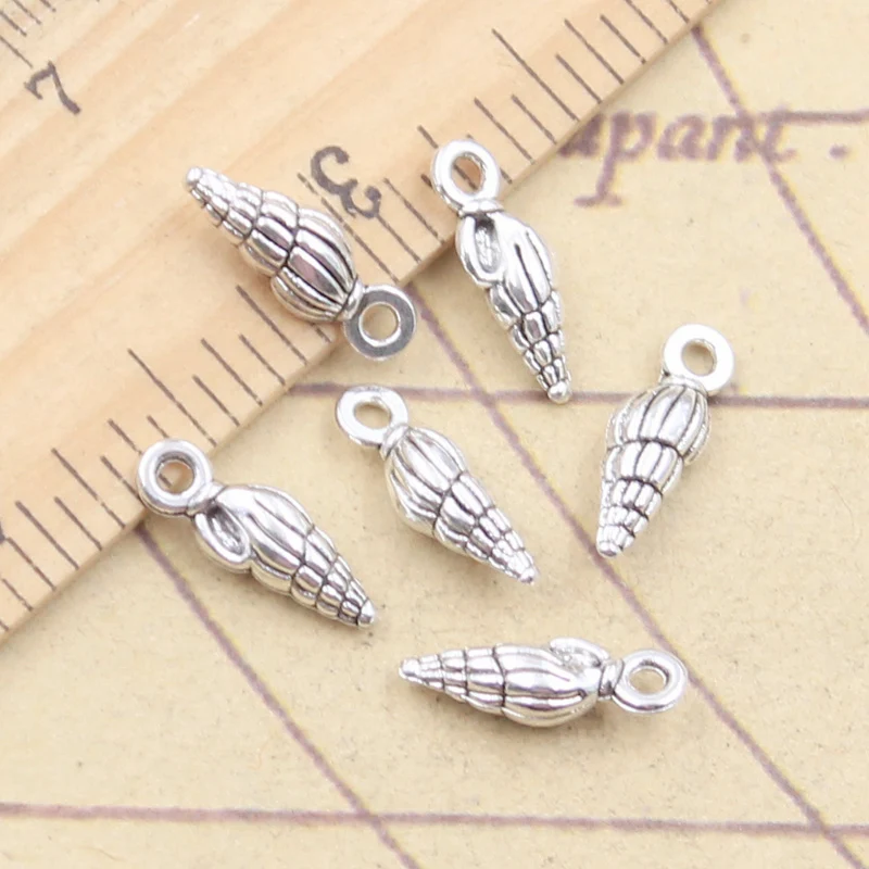 30pcs Charms Lovely Conch Shell 14x5mm Tibetan Silver Color Pendants Antique Jewelry Making DIY Handmade Craft