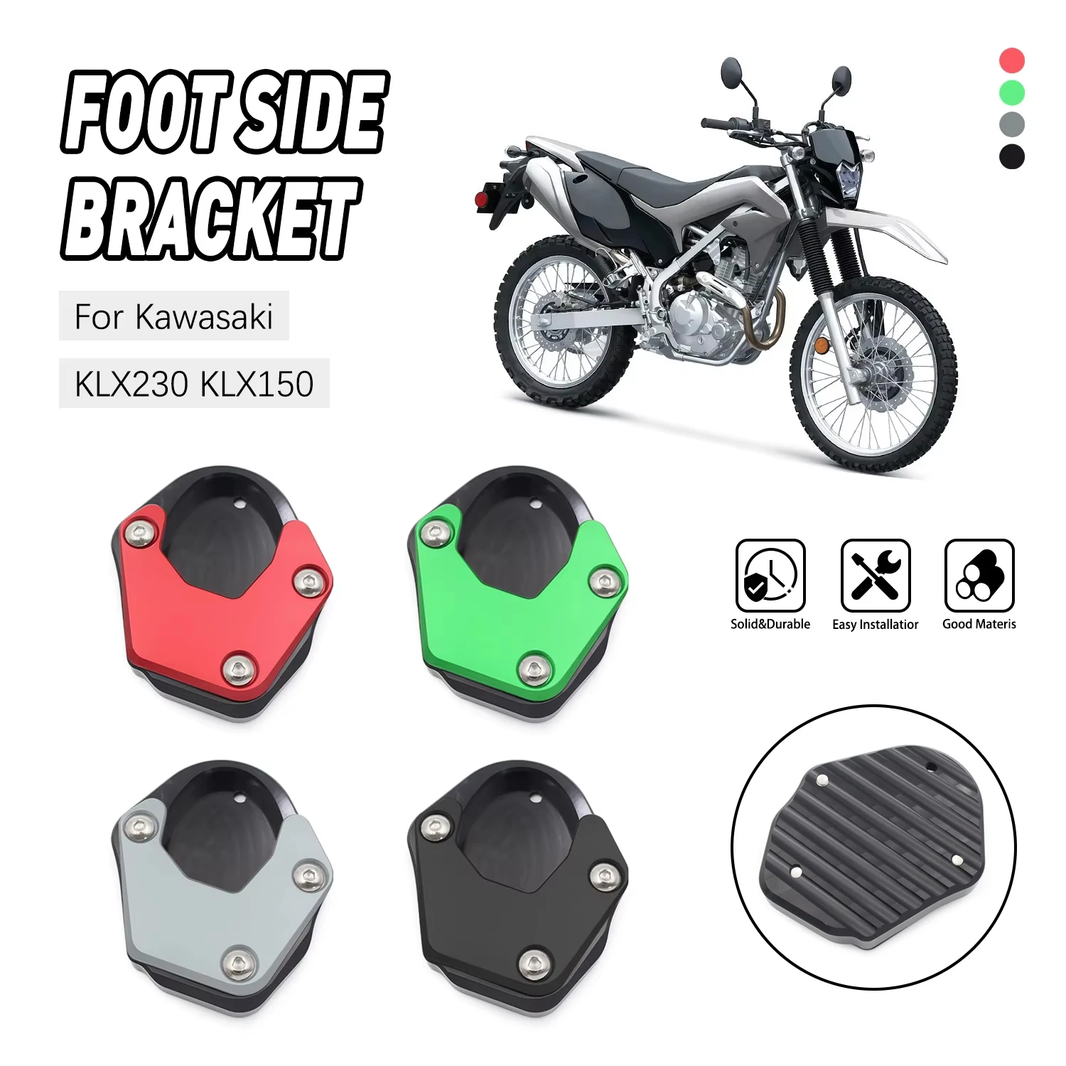 Accessories moto Kickstand Foot Enlarger Side Stand Extension For Kawasaki KLX230/S/R 2020-2023 KLX150 2010-2016 XF 2016-2018