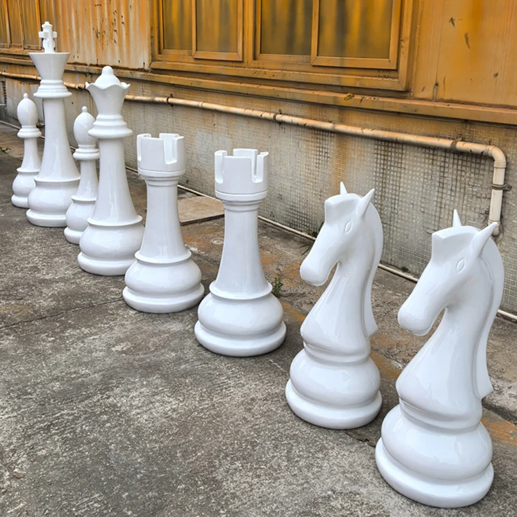 

Outdoor Garden Fiberglass Decoration Decor Crafts Ornaments Figurine Retro King Knight Chess Set Resin Statue Sculpture