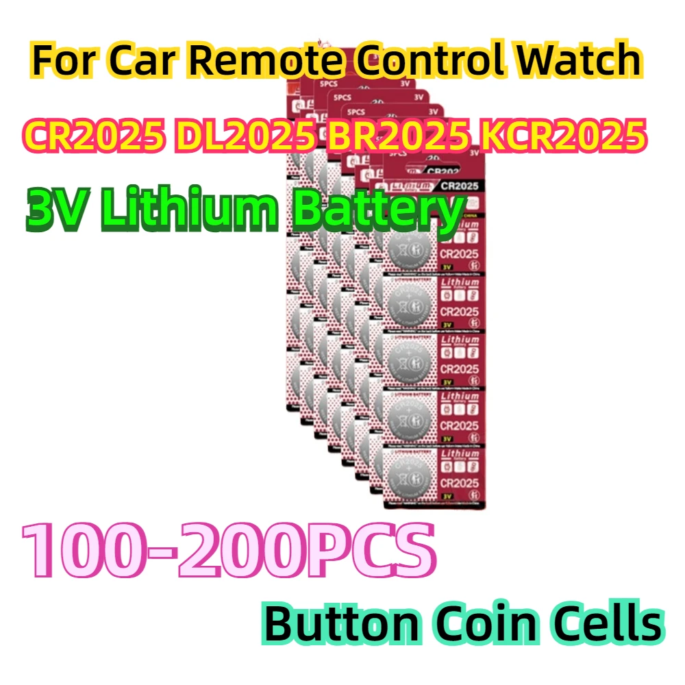 For Car Remote Control Watch Button Coin Cells CR2025 DL2025 BR2025 KCR2025 Battery 3V Lithium Battery