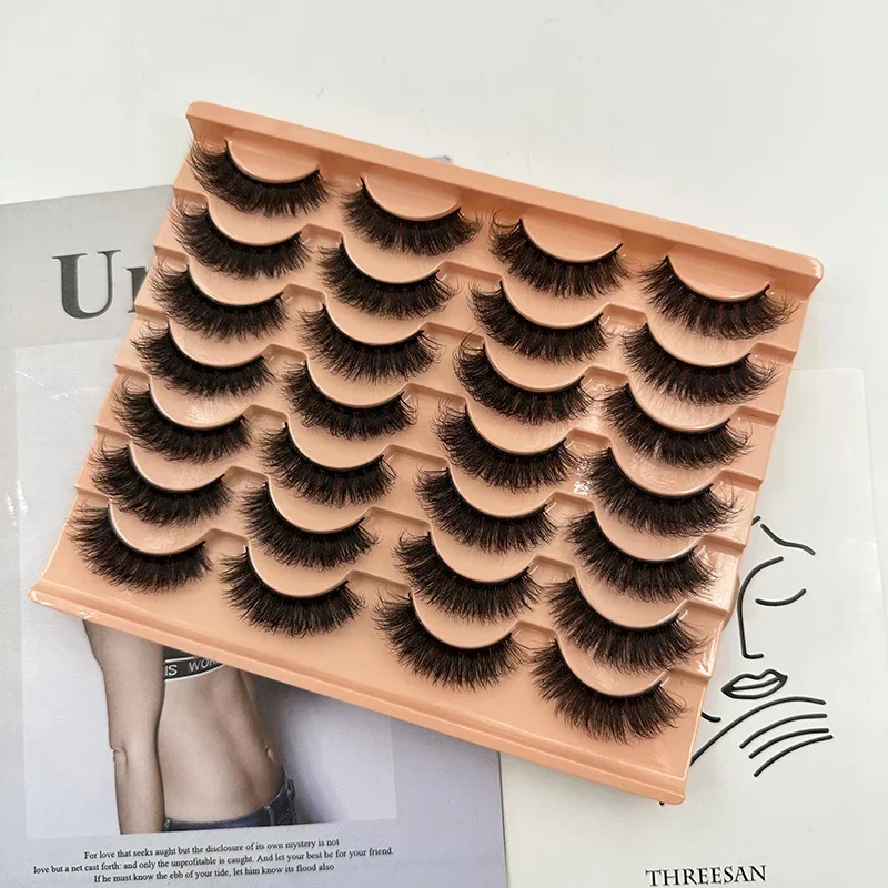 14 Pairs Russian Strip Lashes Mink Fluffy 3D Mink Lashes Makeup Messy False Eyelashes Fluffy Thick Lashes