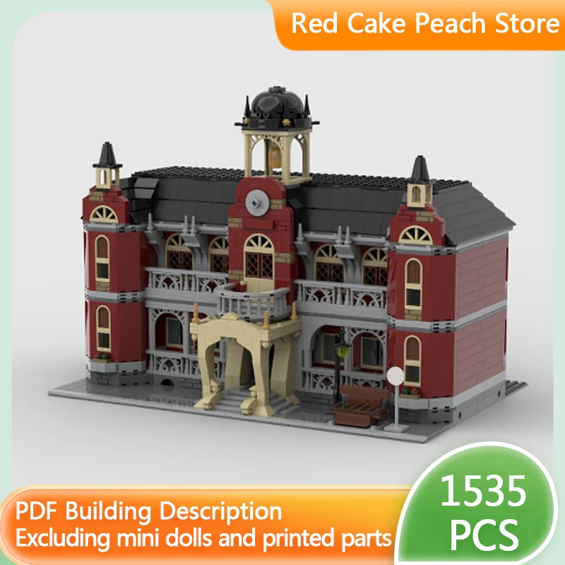 

City Street View Model MOC Building Bricks Haunted Highschool Modular Technology Children Holiday Gifts Assemble Toys Suit