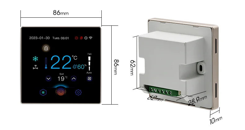Termostato de ar condicionado central WIFI RS485 AC220V EC0-10V termostato de sala inteligente programável