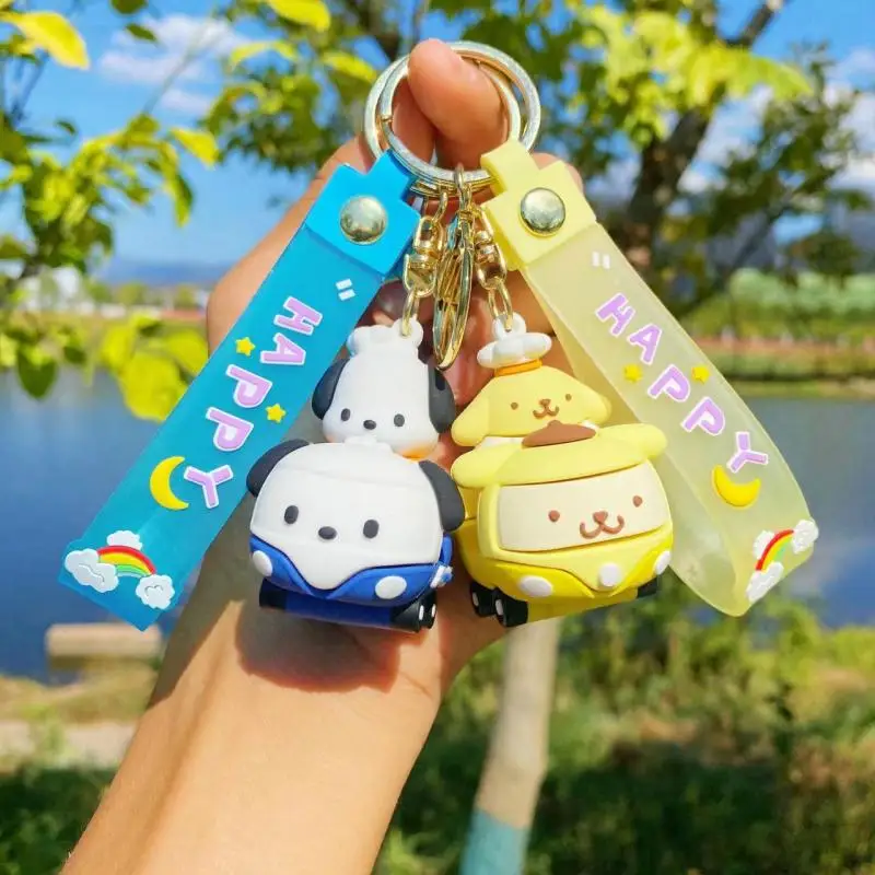 Kawaii Sanrio Keychain Kuromi Cinnamoroll Women Backpack Pendant My Melody Accessories Hello Kitty Toy Doll Keyring Girl Gift