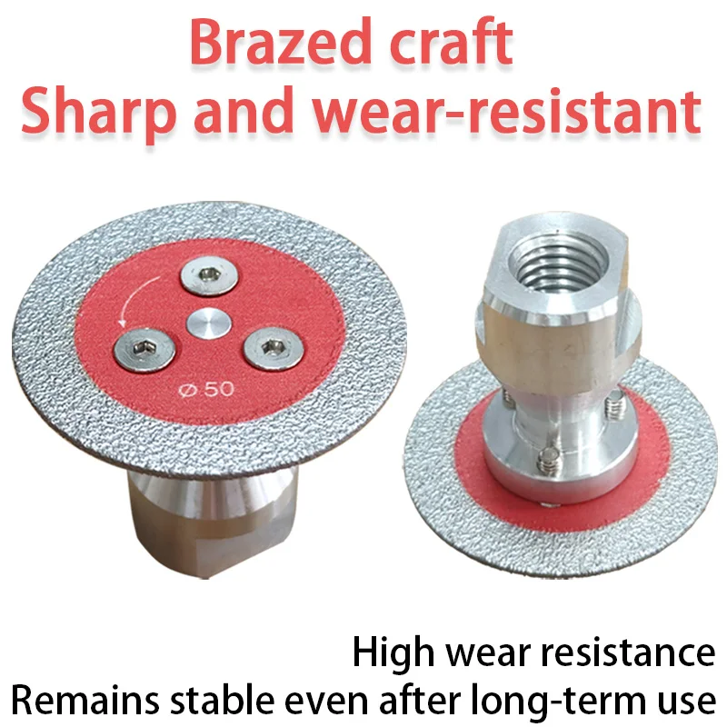 50mm Vacuum Brazed Diamond Saw Blade M14 Detachable Flange Stone Slot Cutting Disc Suitable for Angle Grinders Tile Carving Tool