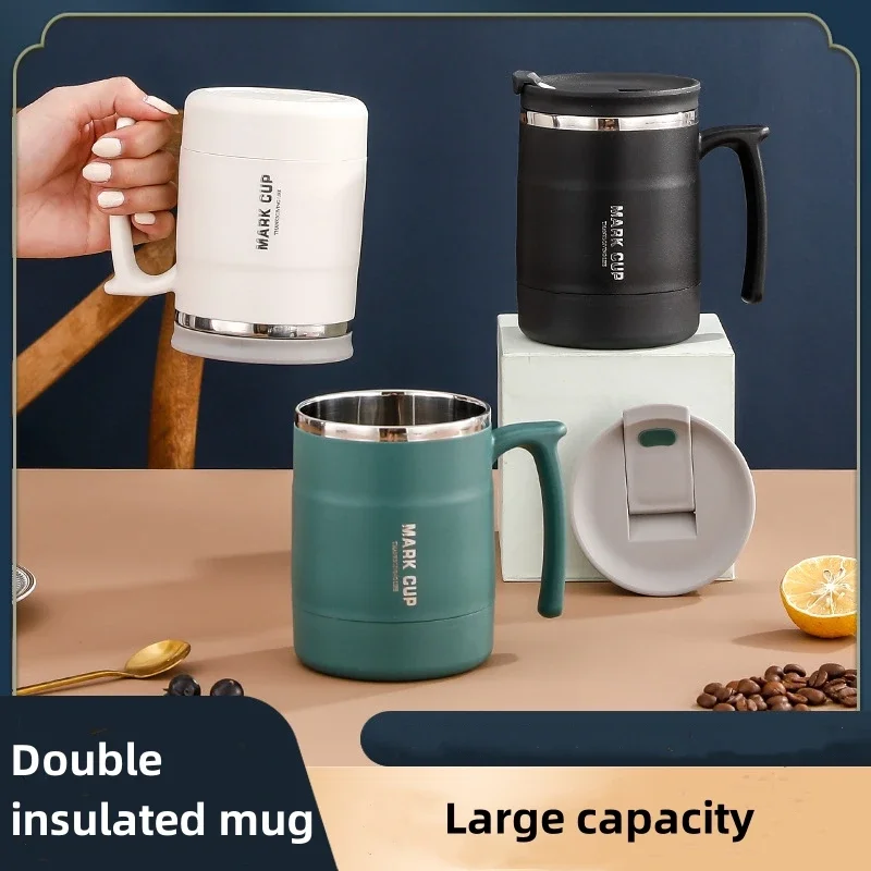 400ml Thermal Mug 304 Stainless Steel Water Cup with Lid Portable Mug Travel Mug Office Cup Handle Cup for Office Home