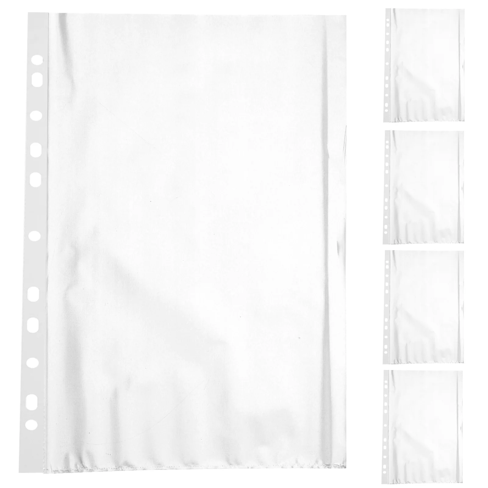 200pcs Loose Leaf File Pockets Clear A4 Punched Poly Pockets For Office School Document Storage Waterproof Binder Folders