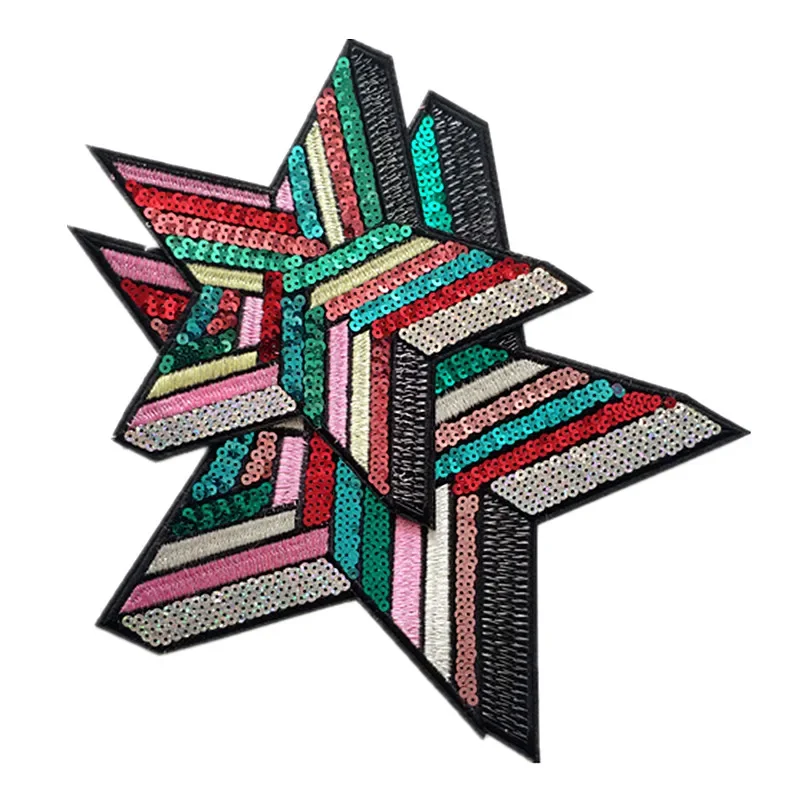 Five-pointed Star Patches for clothing Sequins Strange things Sequined Patch Clothes Stickers Christmas gift Large Biker Badge