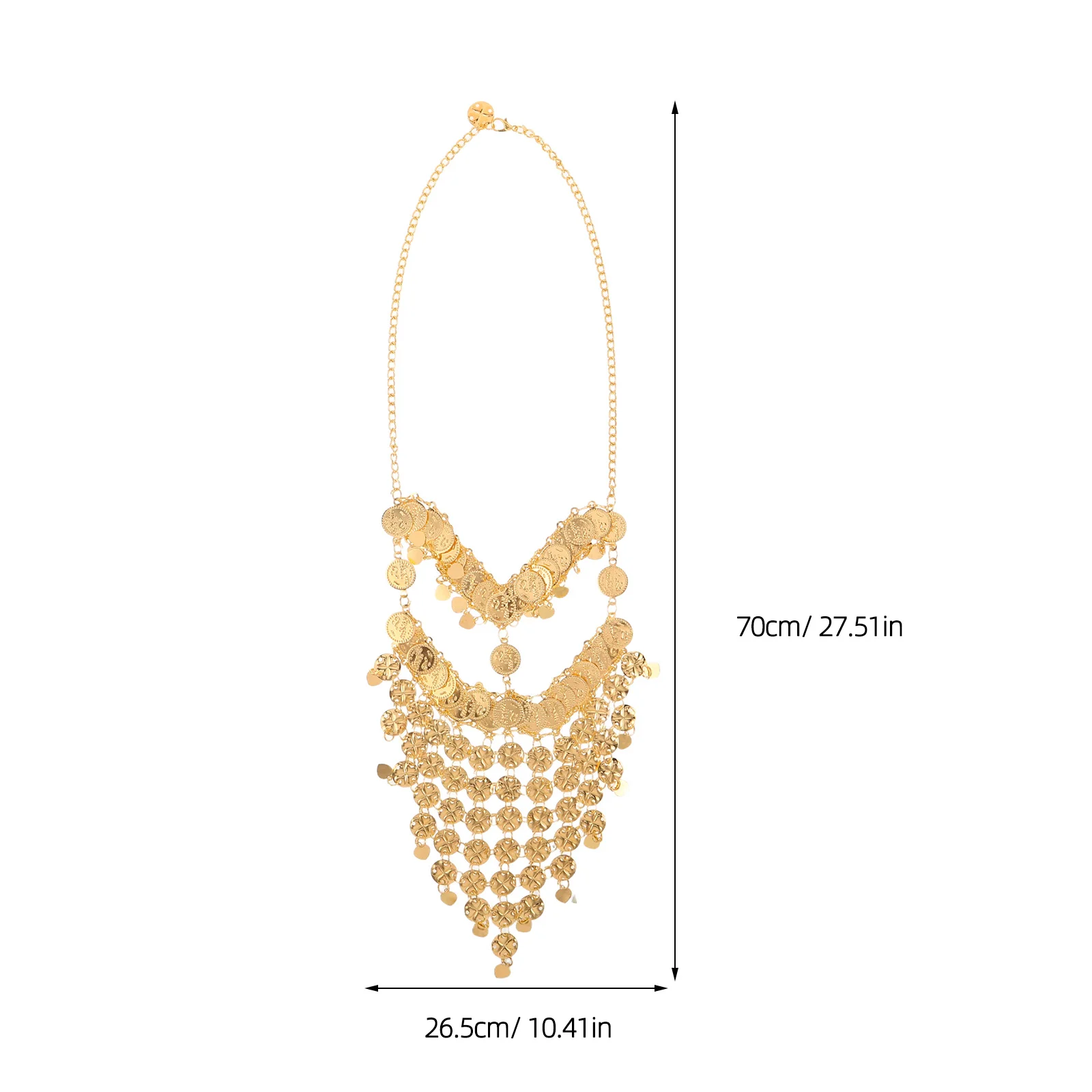 Maska do tańca brzucha z złotymi monetami, lekka, oddychająca, idealna na występy sceniczne, do stroju tribalnego lub arabskiego.