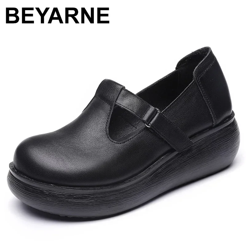 2024 Handmade Retro Style Women Platform Shoes Spring Summer Genuine Cow Leather Wedges Heel Shallow Casual Shoes