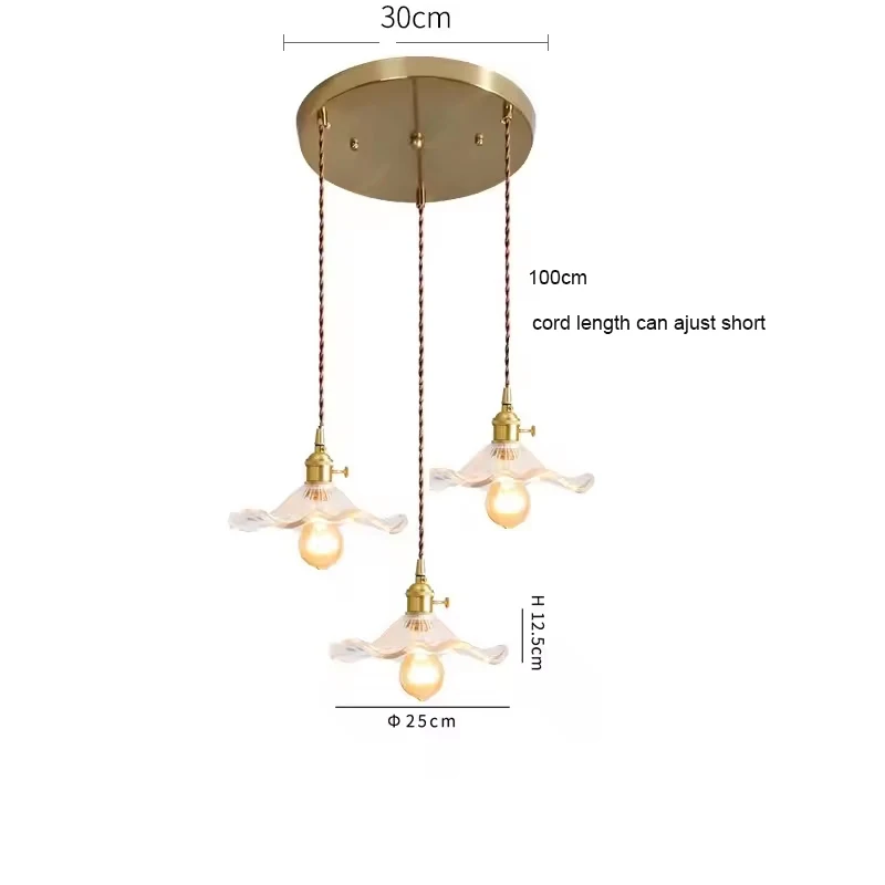 Home Eenvoudige LED Hanger Licht Armatuur Slaapkamer Woonkamer Bar Kleurrijk Glas Koperen Hangende Lamp Licht Edison Plafond Kroonluchter plafondlamp hanglamp led verlichting hanglamp woonkamer