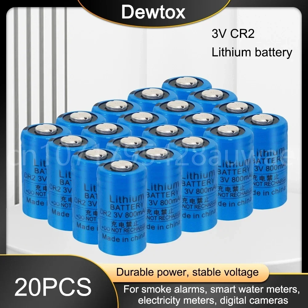 20PCS 800mAh 3V CR2 Non-rechargeable Disposable Battery for GPS Security System Camera Medical Equipment