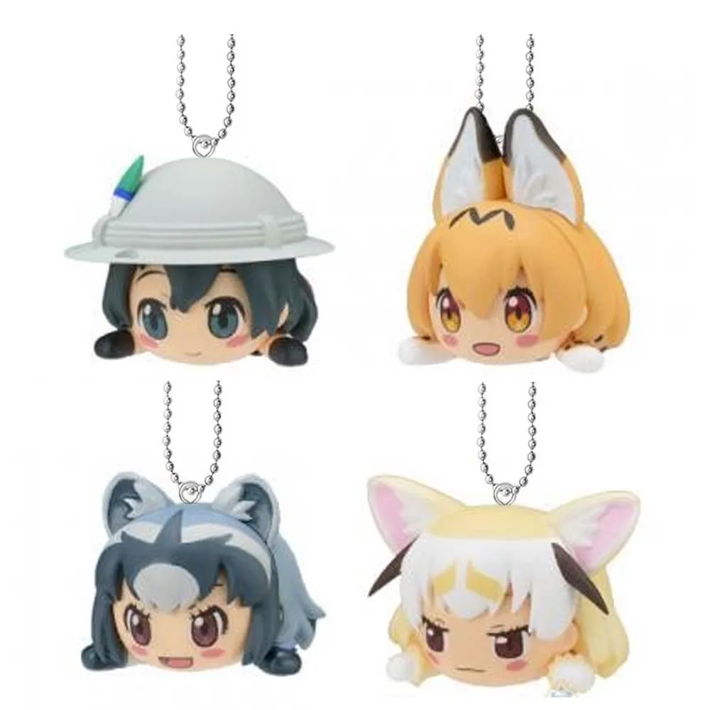 لطيف كيمونو الأصدقاء سيرفال كابان أرايجوما فينيك التميمة الشكل المفاتيح كيرينغ حامل المفاتيح حقيبة قلادة كرة صغيرة سلسلة دمية لعبة