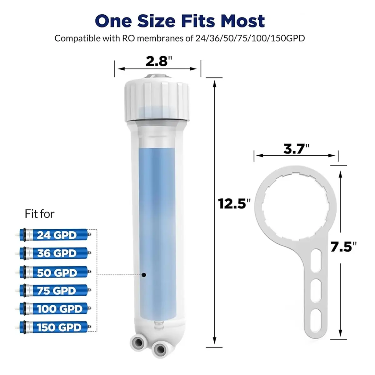 Big Discount 1812/2012 Reverse Osmosis Membrane Filter Housing Replacement with Elbow Fittings, Housing Wrench, Check Valve